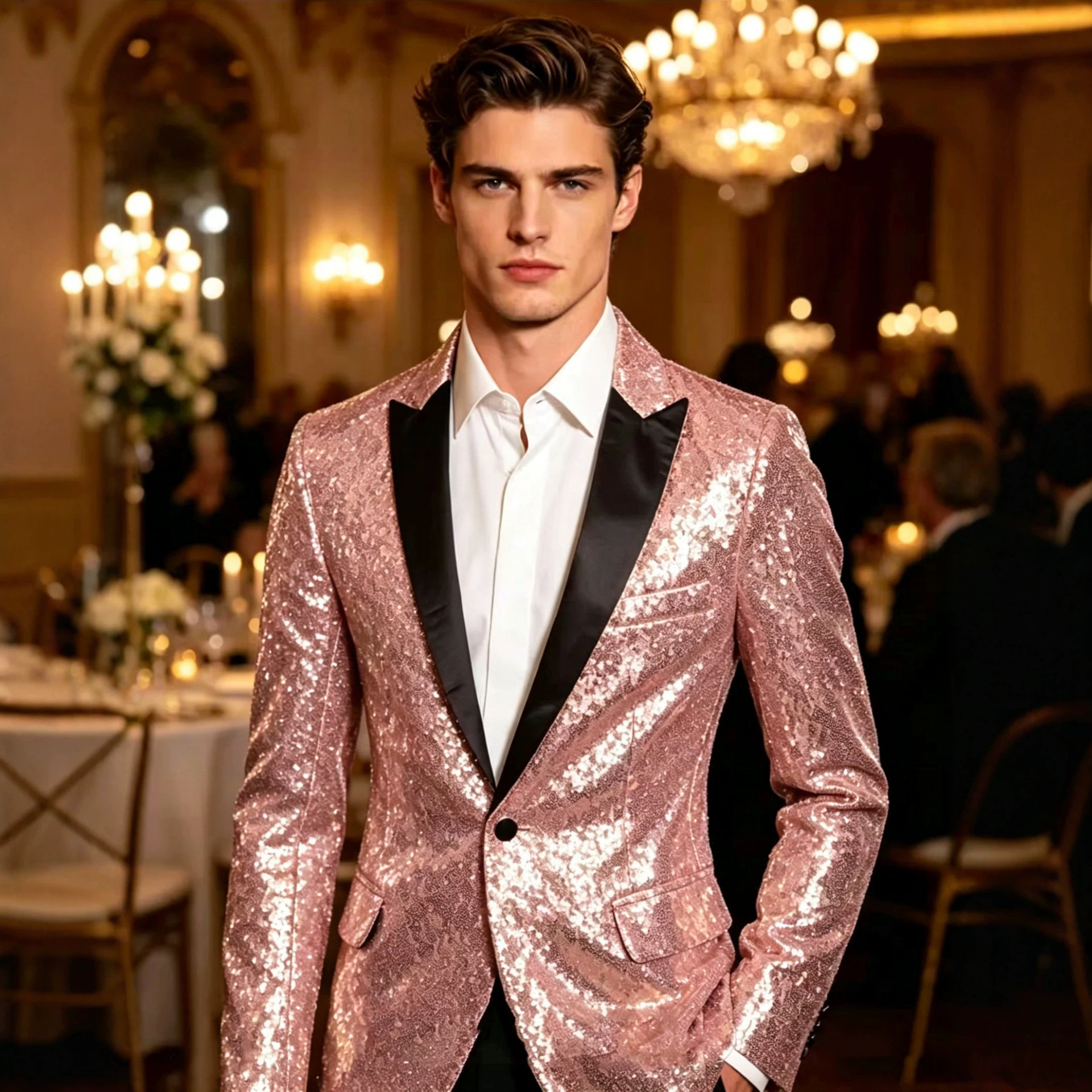 Men's Sparkle Blazer Stage Performance Glitter Jacket Nightclub Party Slim Fit Formal Coat Versatile Stage-To-Party Wear_voghion.com