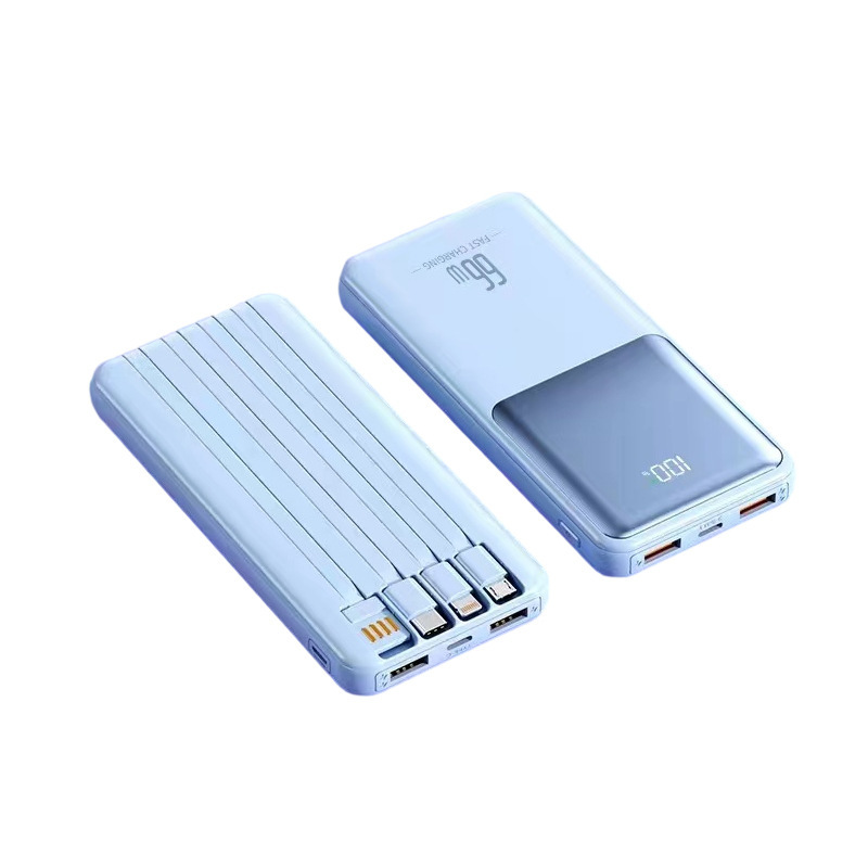 Fuente de alimentación portátil de color sólido de gran capacidad 20W al aire libre pequeña y portátil, delgada y multicolor, tesoro de carga digital con cuatro líneas