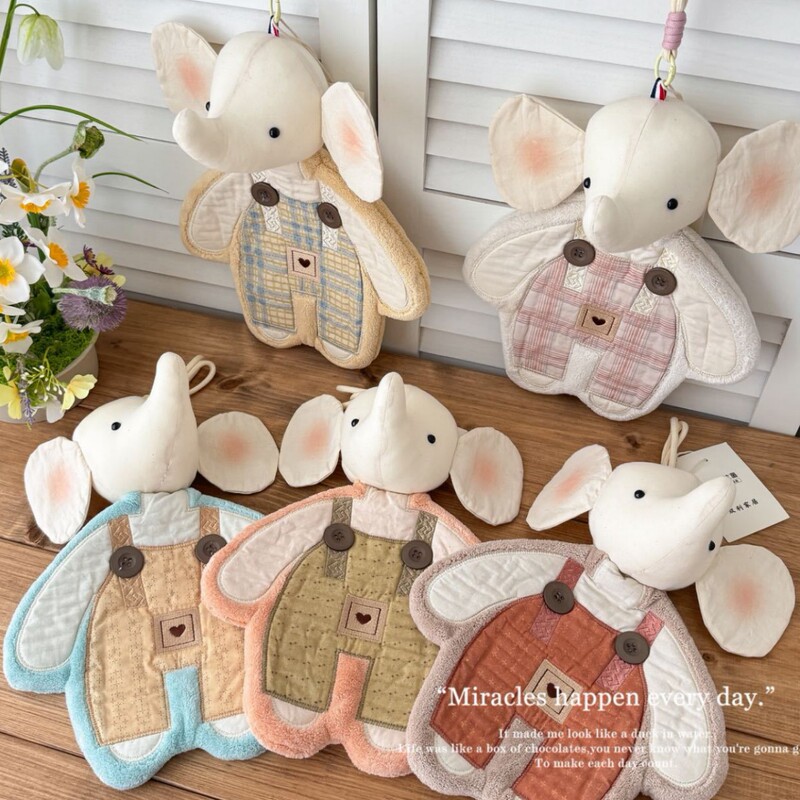 New Korean-style cute little elephant fabric doll hand towel, coral fleece non-shedding towel, hair drying cap, absorbent New Korean-style cute little elephant fabric doll hand towel, coral fleece non-shedding towel, hair drying cap, absorbent