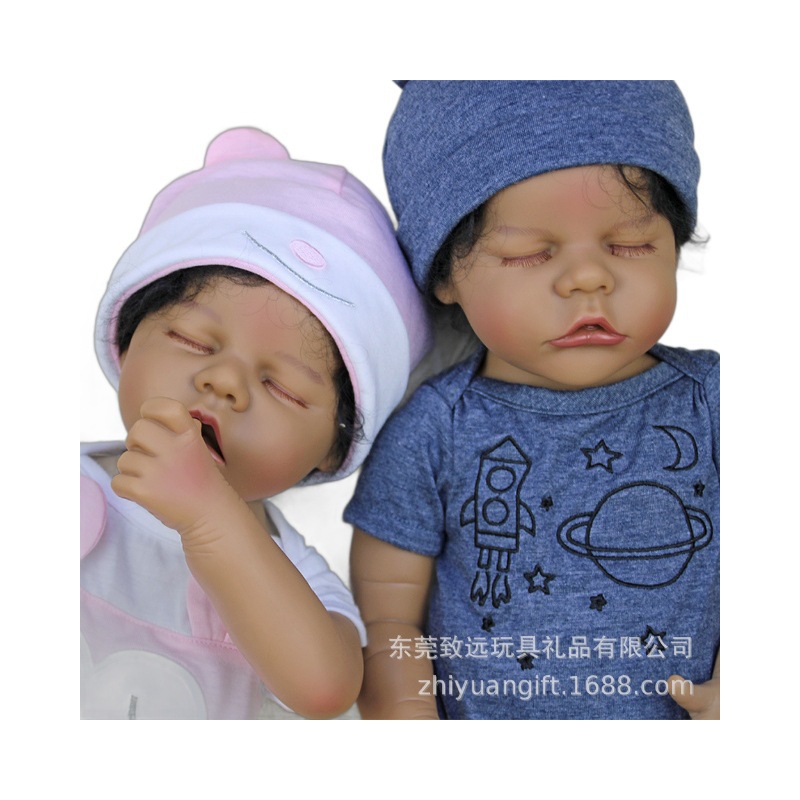 Juguetes muñecas transfronterizas bebés 18 pulgadas muñecas africanas renacidas gemelos niños niñas simulación de venta caliente