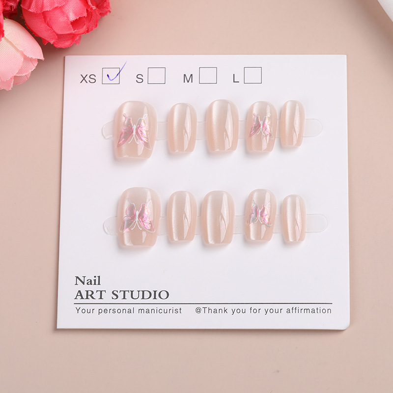 Butterfly Pure Handmade Cat-Eye Nail Art Wearable Patches, Brightening Effect, Removable Bow, Hot Item for New Year and Festivals