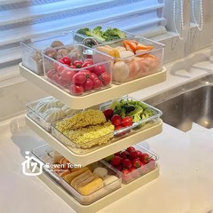 鍋おかずトレイ回転可能なコンパートメント収納ラック家庭用多機能食材準備トレイ多層バスケット盛り合わせ