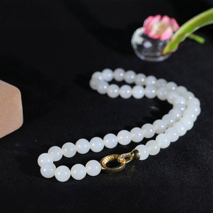 I would like to honor the Yu Tang Xinjiang Hetian Jade White Jade Pearl Round Jade Run Necklace Everything goes well, then happiness, good luck and good luck