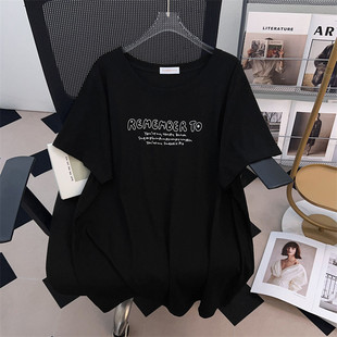 Crewneck new plus fat plus size slim loose long short sleeve T-shirt female 200/300/175.00kg 690