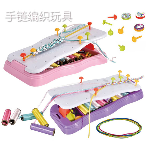 Hand Rope Weaver Set with Colorful Ropes Bracelet Making Playhouse Toy Weaving Materials