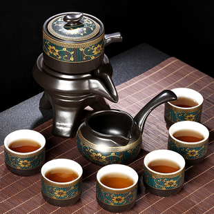 Stone-Milled Anti-Scalding Teapot Ceramic Semi-Automatic Tea Set for Home Use, Kung Fu Tea Cups for Lazy People to Make Tea