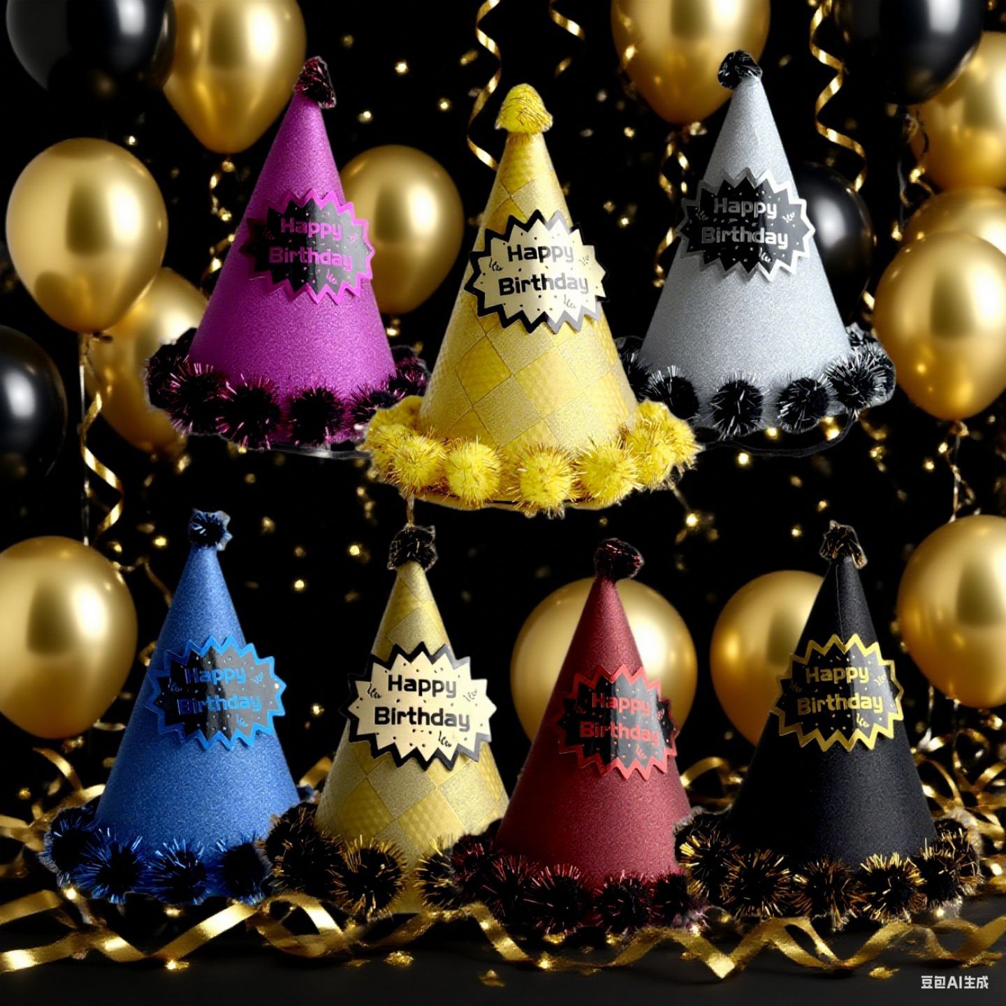 Cross-Border Ins Style Birthday Hat Birthday Hat Kidsren Adult Holiday Party Supplies Men and Women Glitter Birthday Hat