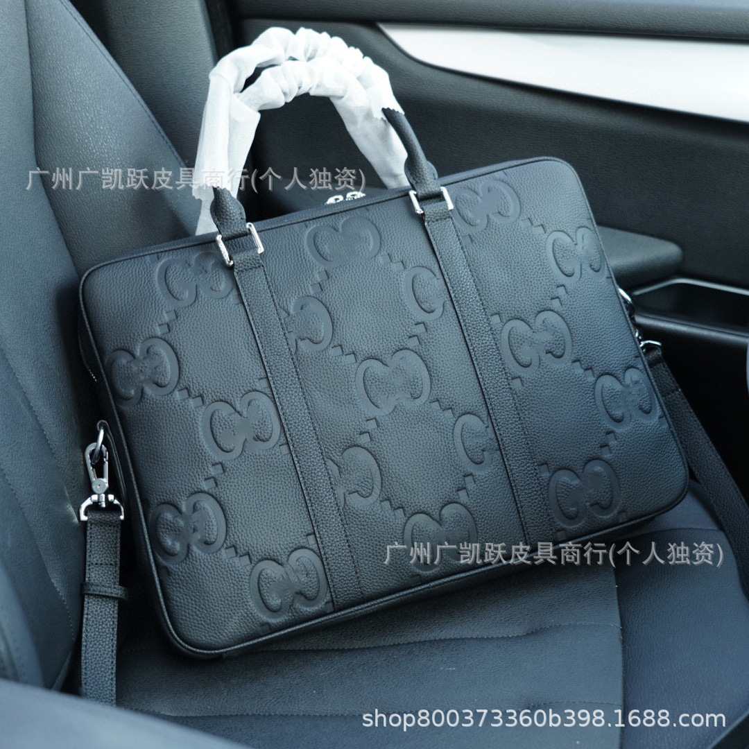 GG家头层牛皮真皮男士商务休闲公文包手提斜挎两用