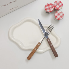 藝術不規則純色陶瓷大號雲朵盤高顏值點心甜品盤首飾盤拍照展示盤