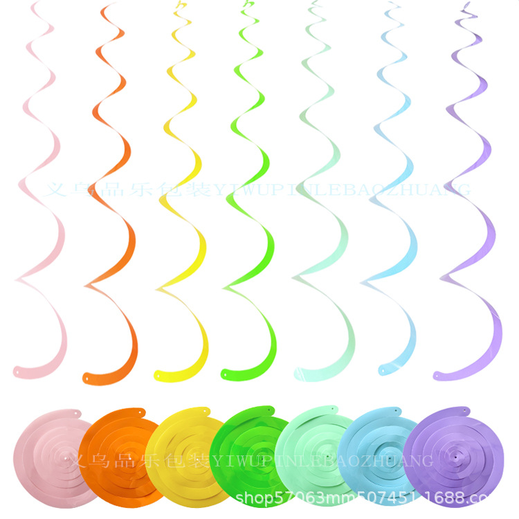 Cross-Border Colorful Spiral Hanging Decorations Birthday Party Supplies Swirl Garland Hanging Decorations Wedding Holiday Background Versatile Manufacturer