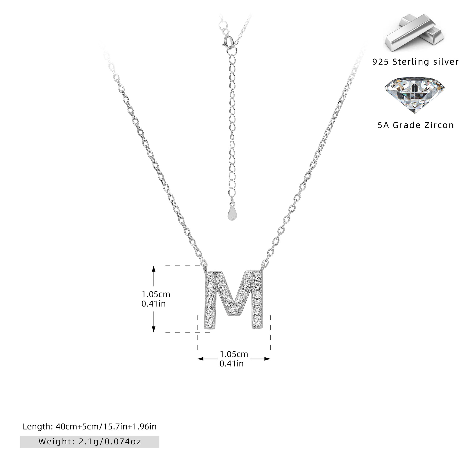 925 Silver Plated Platinum-M