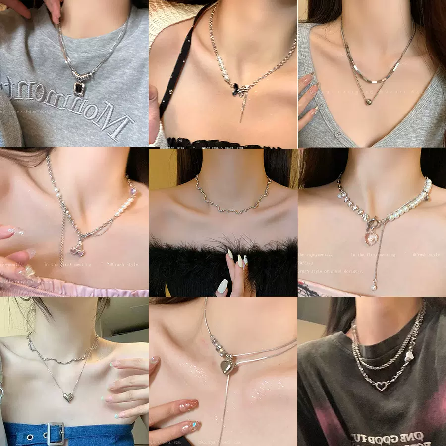 韩版甜酷风辣妹项链小众设计感朋克网红ins气质潮酷百搭毛衣链女