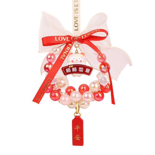 Live candy beaded car hanging electroplating UV plated color round beads diy beaded goddess jewelry car pendant