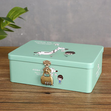 铁盒子密码带锁收纳盒钥匙首饰桌面化妆品手机储物学生家用小箱子