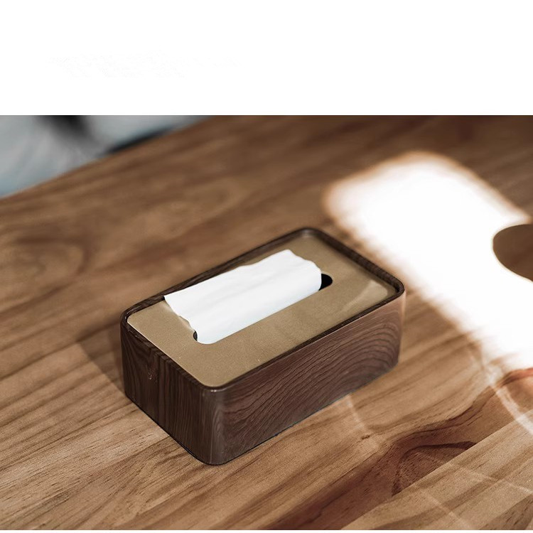 Nogal negro de madera maciza moderna caja de pañuelos creativa hogar sala de estar caja de pañuelos mesa de té de alta gama Luz de lujo chino exquisito papel