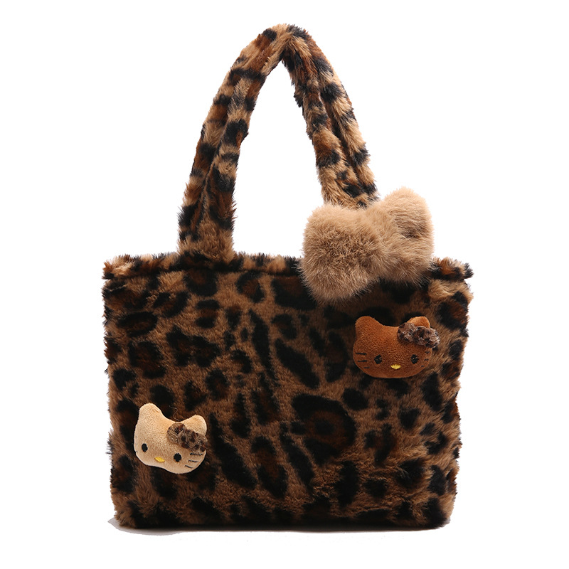Moda nuevo Meirade peludo estampado Kitty bolso lindo bolso de viaje nicho antiguo sensación bolso de mano