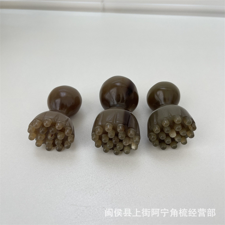 Horn Facial Massage Stick Lotus Pod Shape Hand Carved Guasha Tool for Face and Head quality and texture