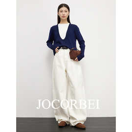 JOCORBEI【弧线茧型香蕉裤】高腰解构香蕉裤宽松白色牛仔裤长裤