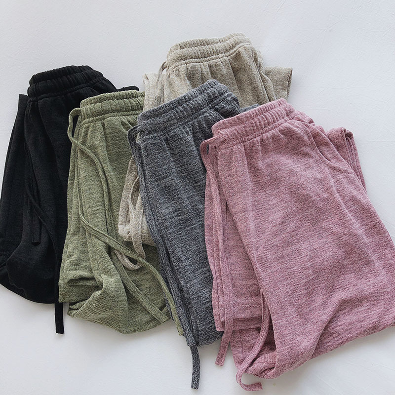 Giant breathable! Soft Waxy Knitted Wide-leg Pants Women's High-waist Dape Loose Casual Pants Thin Straight Pants for Summer