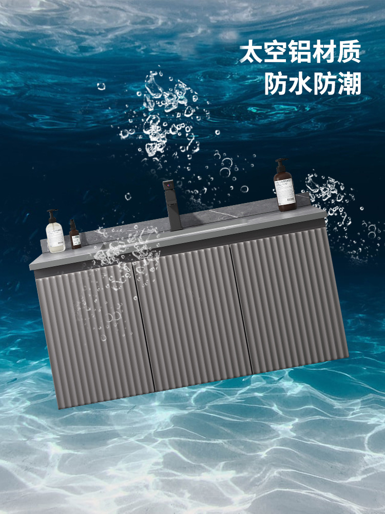 Moderno minimalista baño gabinete de baño inteligente lavabo combinación lavabo integrado Luz de lujo Placa de roca mesa de lavado