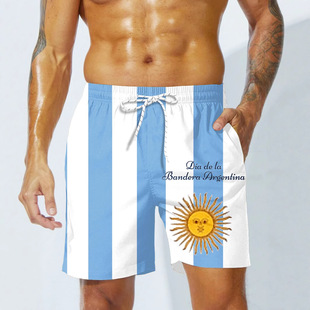2026 World Cup Multi-Country Digital Print Beach Shorts Men's Summer Shorts Cross-Border Popular Drawstring Pocket Style
