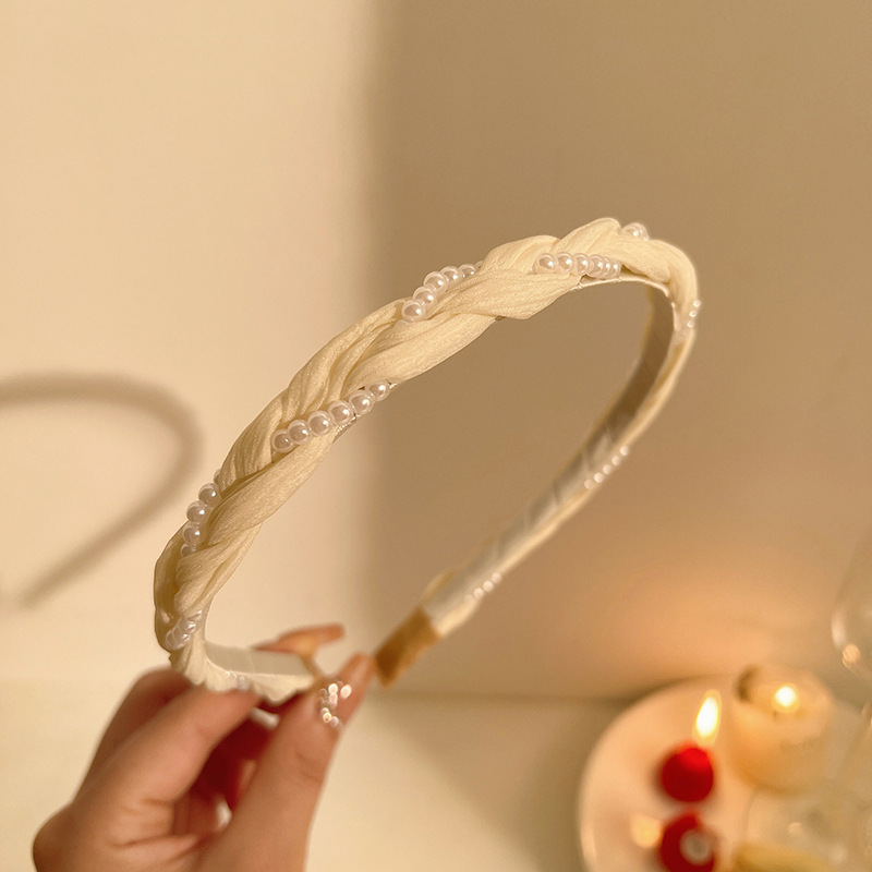 Mori Pearl Green Twist Stirnband Mädchen Sommer Haar Pressen Stirnband Haarspange süße Ausflug hochwertige Haar-Accessoires_voghion.com