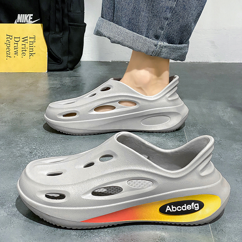 Zapatos con agujeros de coco, tendencia de verano para hombres, sandalias deportivas con todo incluido de suela gruesa, zapatillas de Baotou de oficina juvenil