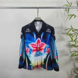 夏季潮牌花卉印花长袖衬衫CA时尚男女款纽扣休闲开衫欧货跨境代发