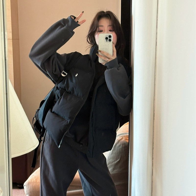 韩系时尚百搭棉服马甲女冬季新款ins叠穿坎肩立领背心外套上衣女|undefined
