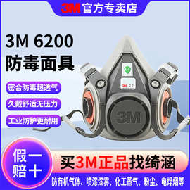 3M6200防毒面具 甲醛口罩喷漆专用气体防尘化工农药活性炭3m面罩