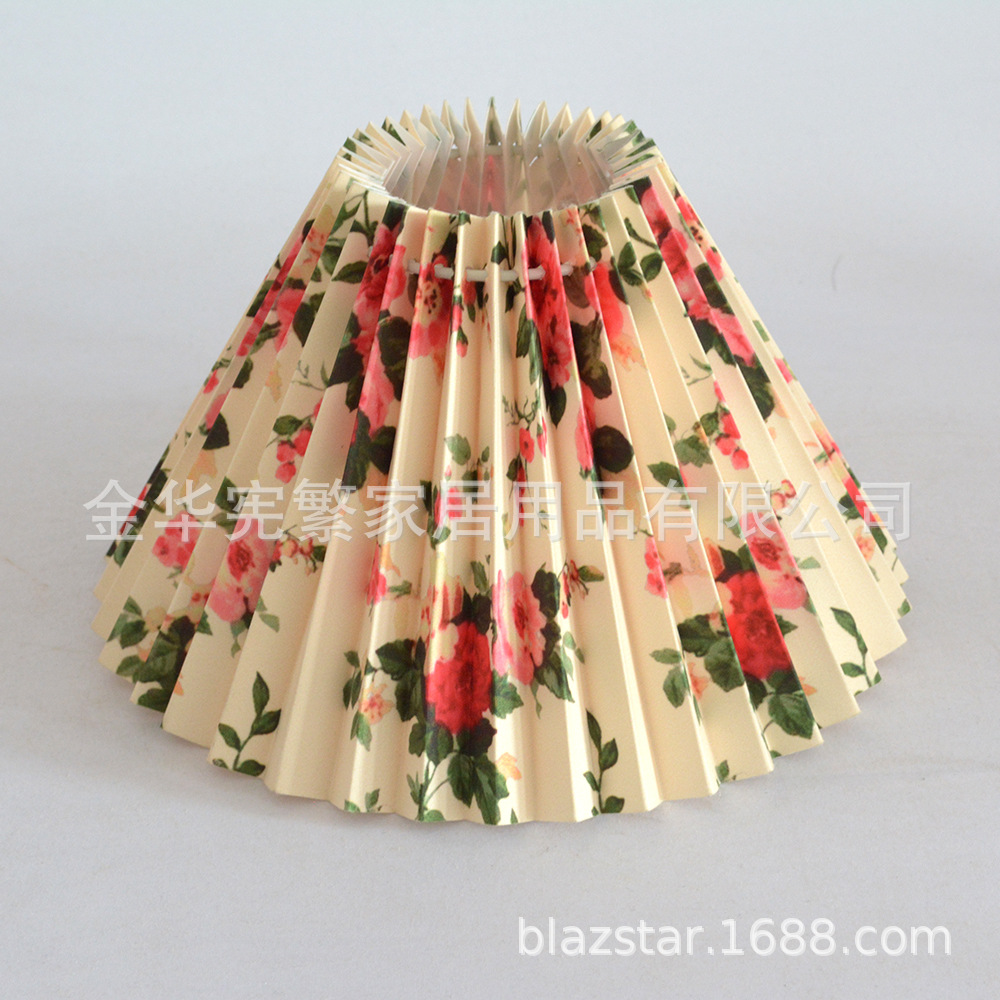 Transfronteriza en stock Corea Del Sur de la vendimia de tela plisada pantalla creativa KD lámpara de mesa accesorios DIY Shell 24CM