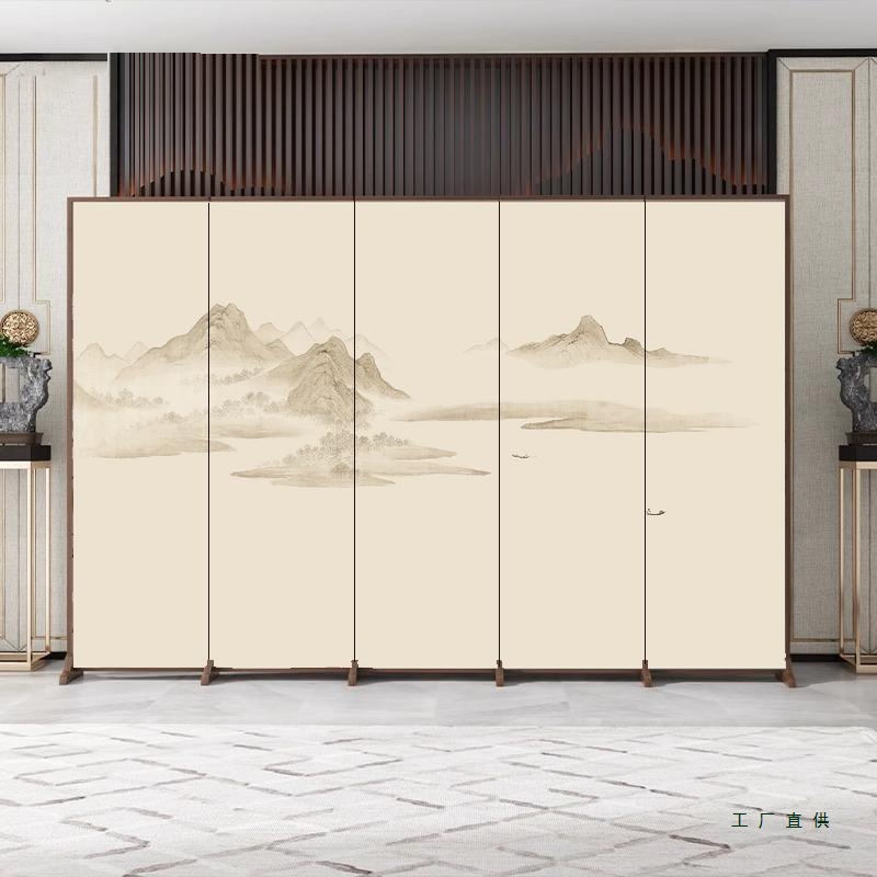 Chinese Landscape Screen Partition Living Room Solid Wood Folding Office Entrance Mobile Blocking Decoration Simple Folding Screen