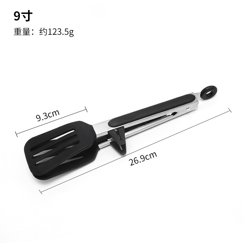 Silicone con pie de comida, pala de filtración de aceite, filete frito, clip de pescado, clip de alimentos de acero inoxidable, clip de pan, clip de barbacoa