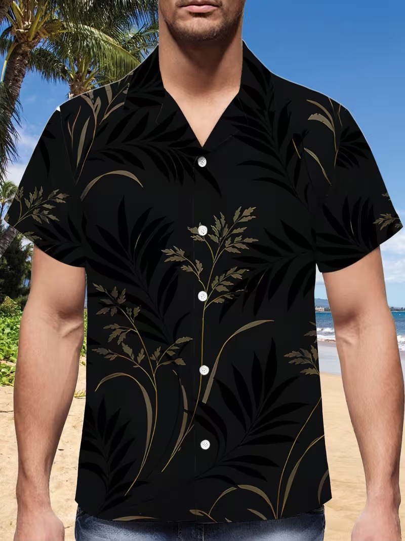 Fuente de fábrica para diseñar camisa hawaiana de hombre impresión de manga corta vacaciones casuales transfronterizas estilo cubano cuello TK