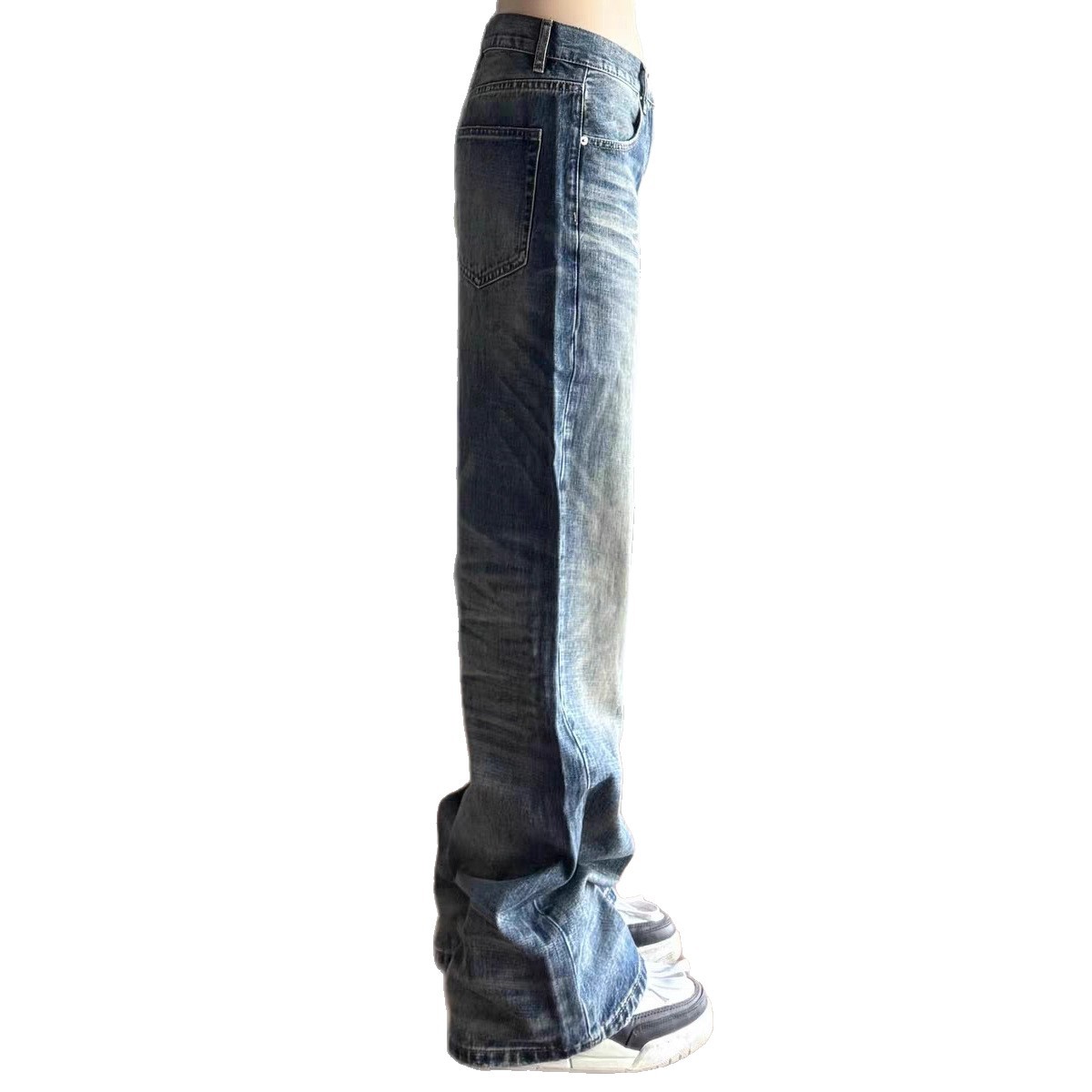 Goinsk Men's Flared Jeans CleanFit Wide Leg Pants Retro American Loose Fit For Spring Autumn_mkmklike.com