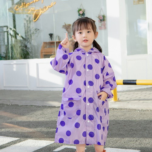 Japan's light and breathable purple polka dot children's raincoat baby full body long poncho kindergarten student waterproof jacket