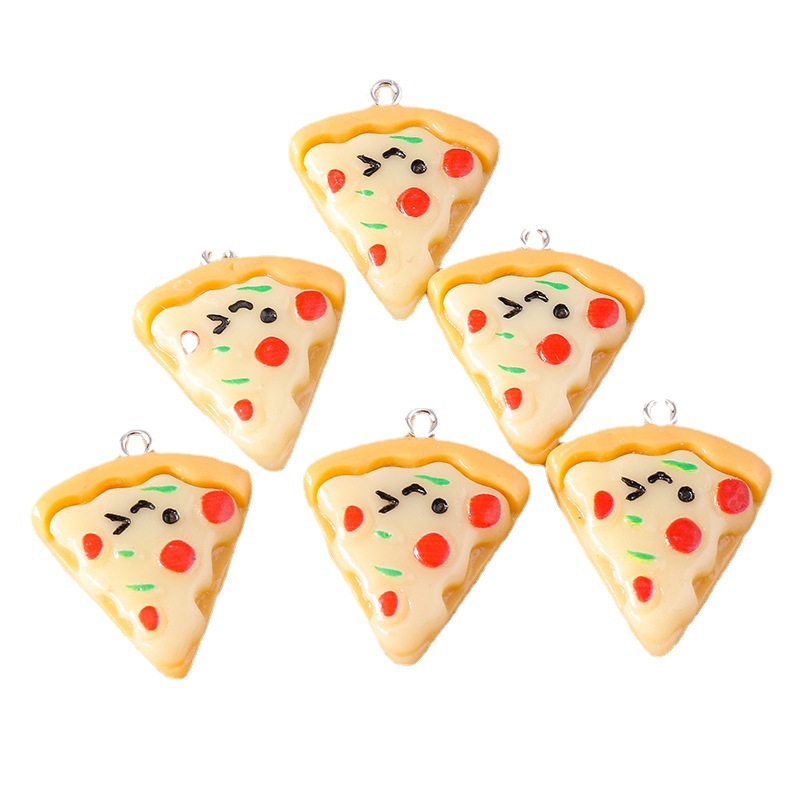 15 unids/bolsa de dibujos animados lindo creativo simulación alimentos y jugar aleación pizza goteo accesorios aceite DIY joyería colgante