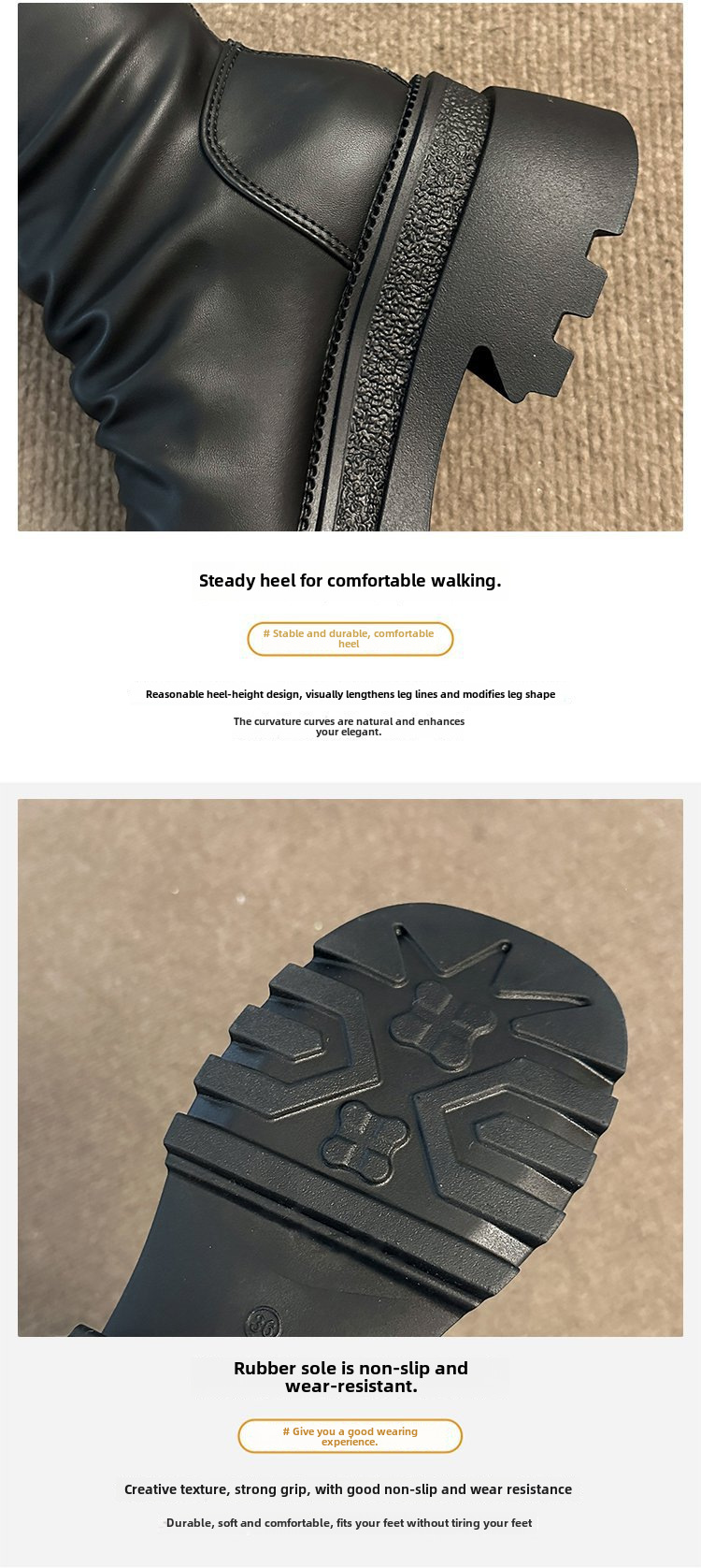 Moteriški storapadiai platforminiai aulinukai iki kelių 2023 m. rudens ir žiemos madingi klostuoti aulinukai iki kelių, ploni, elastingi aulinukai_voghion.com