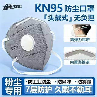 现货kn95防尘防飞沫透气口罩呼吸阀防护成人头戴式折叠FFP2