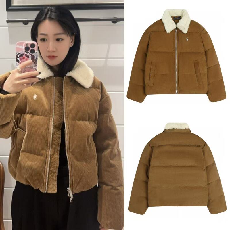 Original Foreign Trade Rl Laff Vintage Melard Style Granular Velvet Lapel Short Corduroy Thickened down Jacket for Men