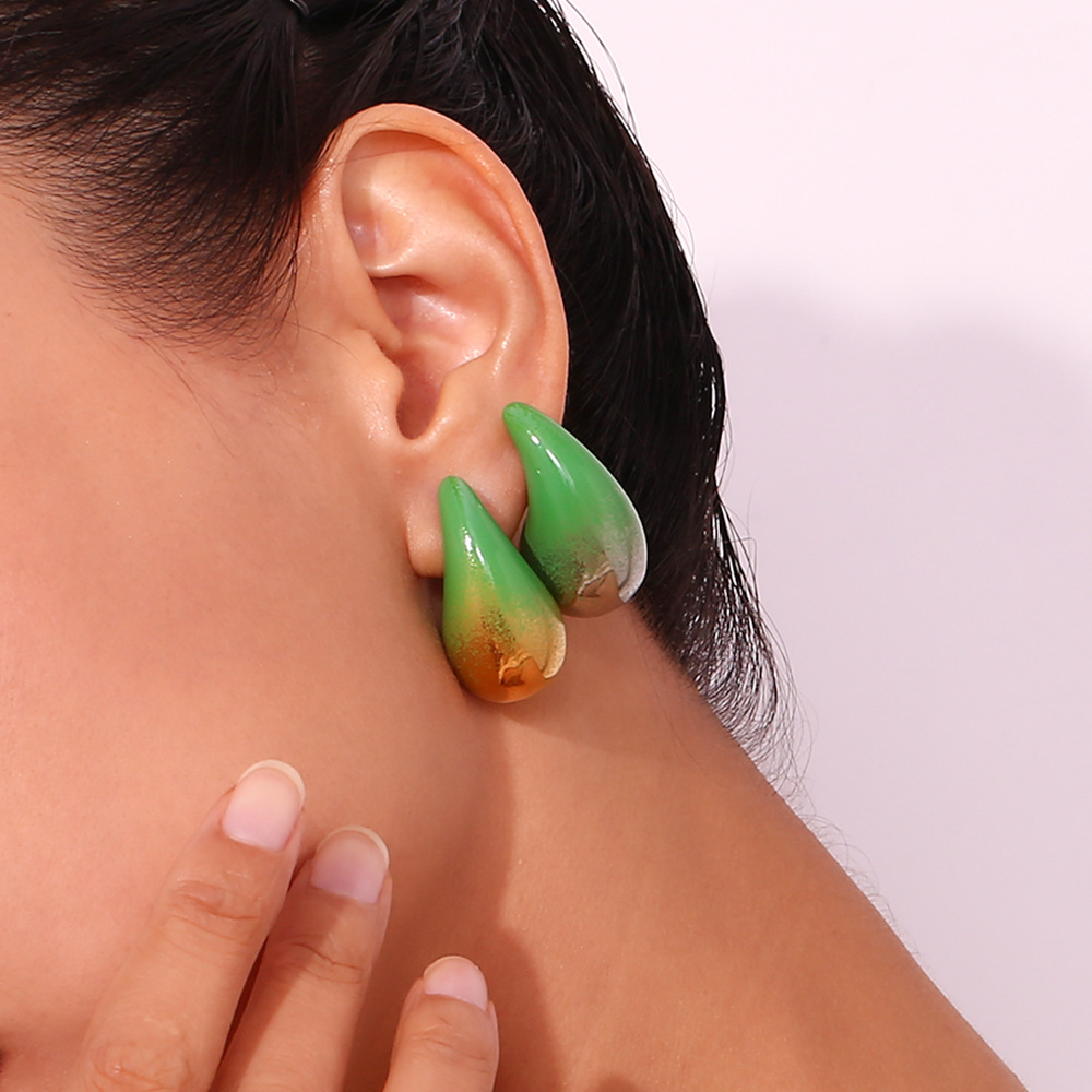 14g Weight Stainless Steel Ear Needle Material Ear Studs Classification 1 Pair Quantity Holiday, Daily Occasion Stainless Steel Material Water Droplets Pattern Women's Gender Plating Design Simple Style Style 1 Pair Simple Style Water Droplets Plating Stainless Steel Ear Studs 21