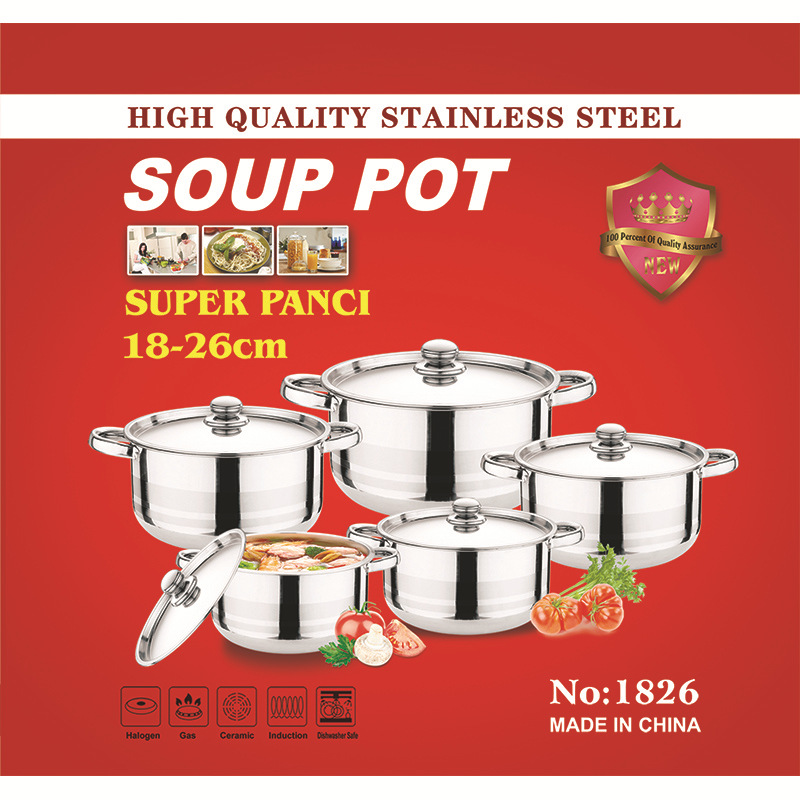 De estilo europeo de lujo ligero de 10 piezas de juego de ollas de 10 piezas antiadherente wok olla de sopa plana antiadherente pan transfronterizo venta caliente