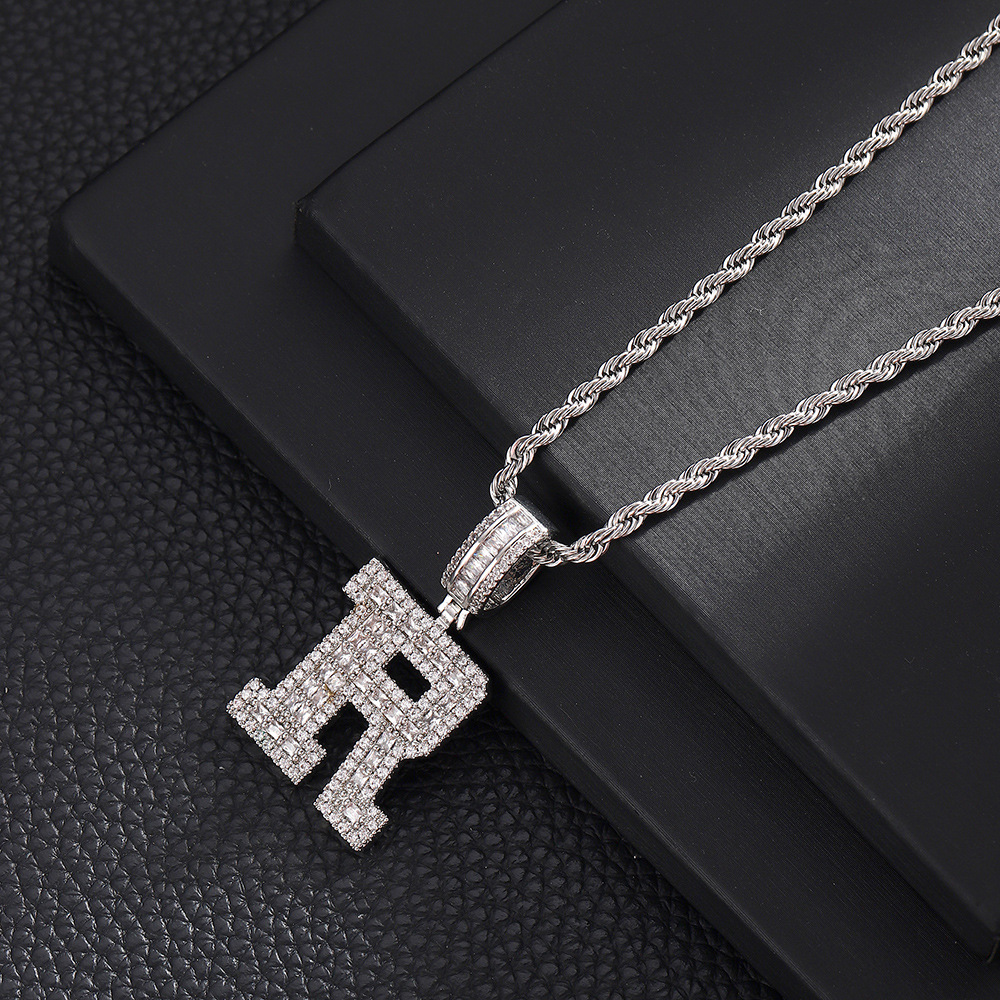 Hip-Hop Vintage Style Letter 304 Stainless Steel Copper Men's Pendant Necklace J 20Inch Hemp Flowers Chain Silver display picture 20