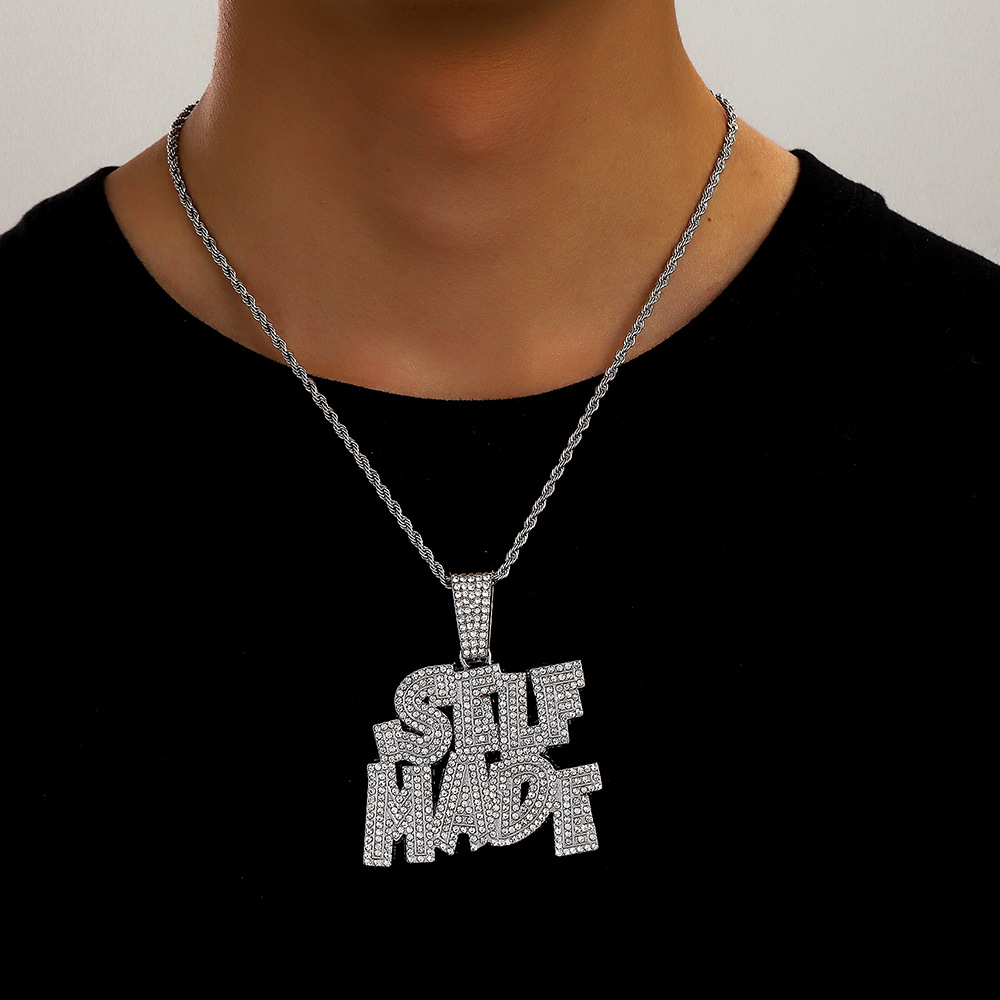 Hip-hop SELFPAID doble colgante de letras personalidad creativa moda masculina collar de hip-hop personalizado fabricante transfronterizo