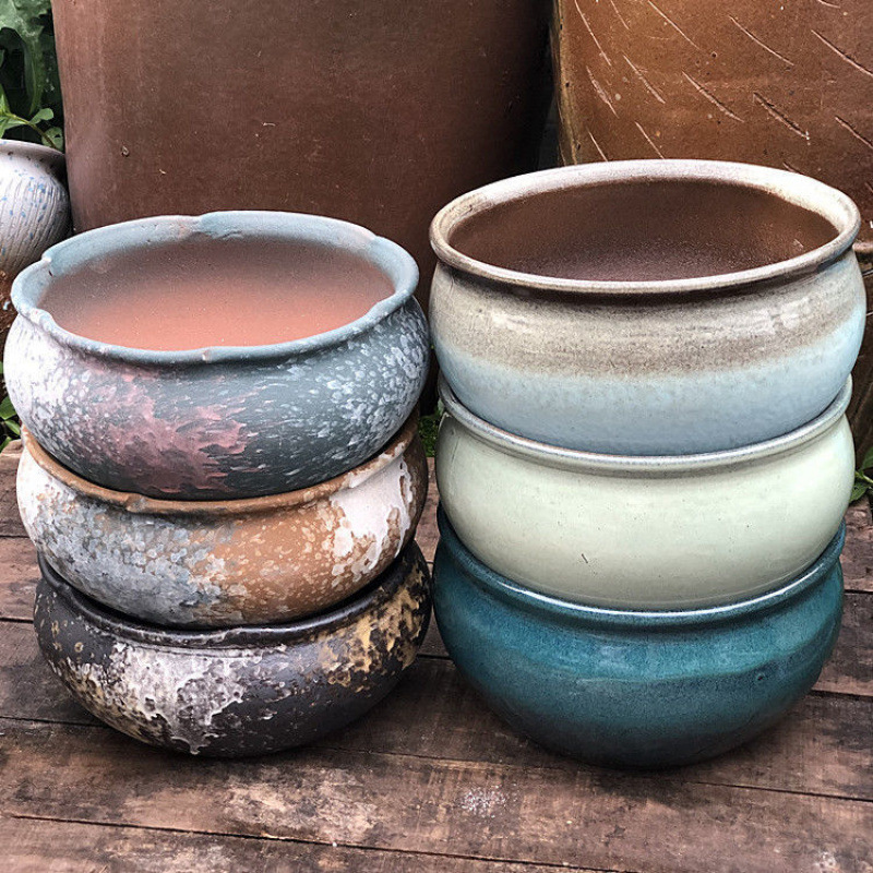 Handmade Stoneware Pots, Extra Large Diameter Ceramic Succulent Flower Pots, Large Flower Pots, Platter Flower Pots, Succulent Pots, Plant Flower Pots