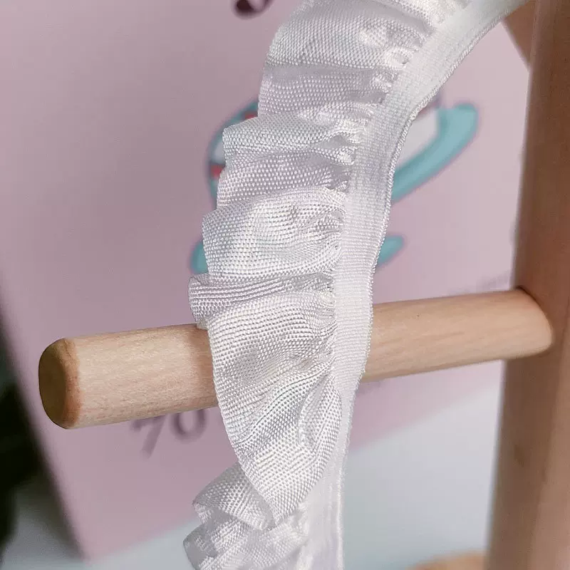 黑白色弹力木耳松紧带布木耳褶皱花边2.0