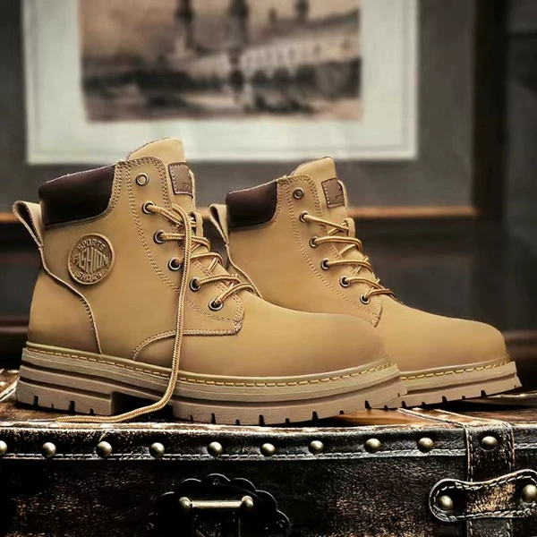 Leather fleece yellow shoes