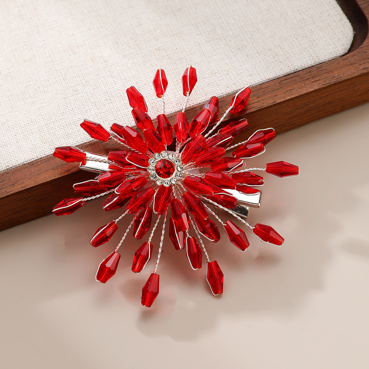 13g Weight Hair Clip Hair Accessories Type Artificial Crystal Inlay Material 1 Piece Quantity Casual, Date Occasion Copper Material Flower Pattern All Seasons Season Women's Gender Lady, Modern Style Style Lady Modern Style Women's Flower Copper Artificial Crystal Hair Clip 2