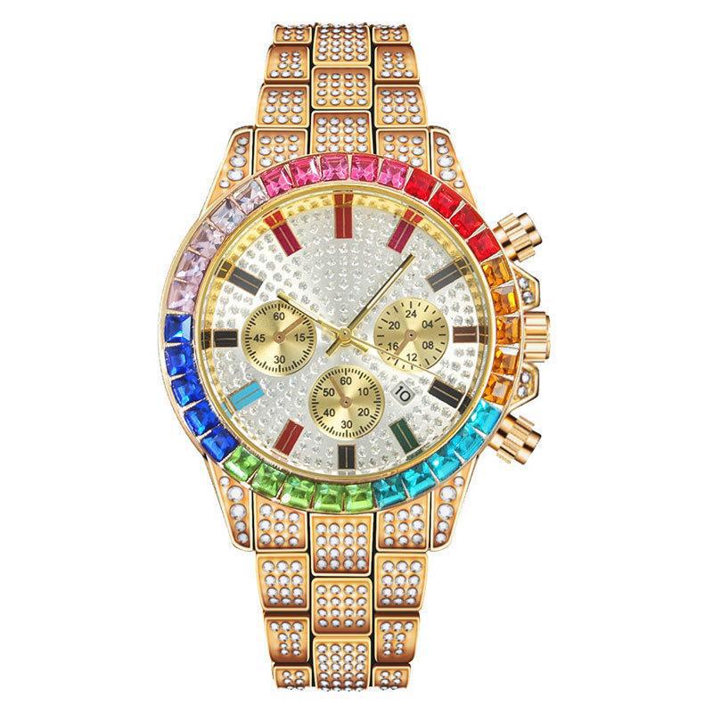 Foreign Trade Tiktok Live Stream Starry Sky Watch, Fashionable Steel Band Three-Eye Unisex Calendar Bracelet Watch Without Logo Wholesale Foreign Trade Tiktok Live Stream Starry Sky Watch, Fashionable Steel Band Three-Eye Unisex Calendar Bracelet Watch Without Logo Wholesale