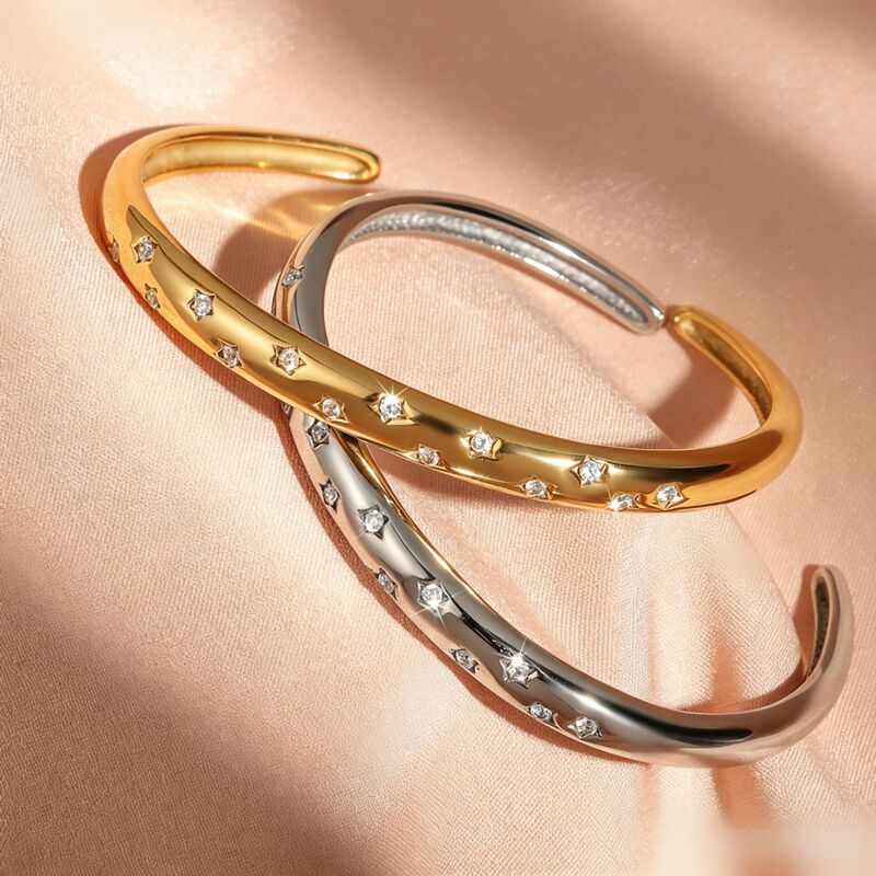 Cross-border best-selling retro simple open five-pointed star bracelet for women, niche design with a high-end feel, titanium steel bracelet, women's jewelry Cross-border best-selling retro simple open five-pointed star bracelet for women, niche design with a high-end feel, titanium steel bracelet, women's jewelry